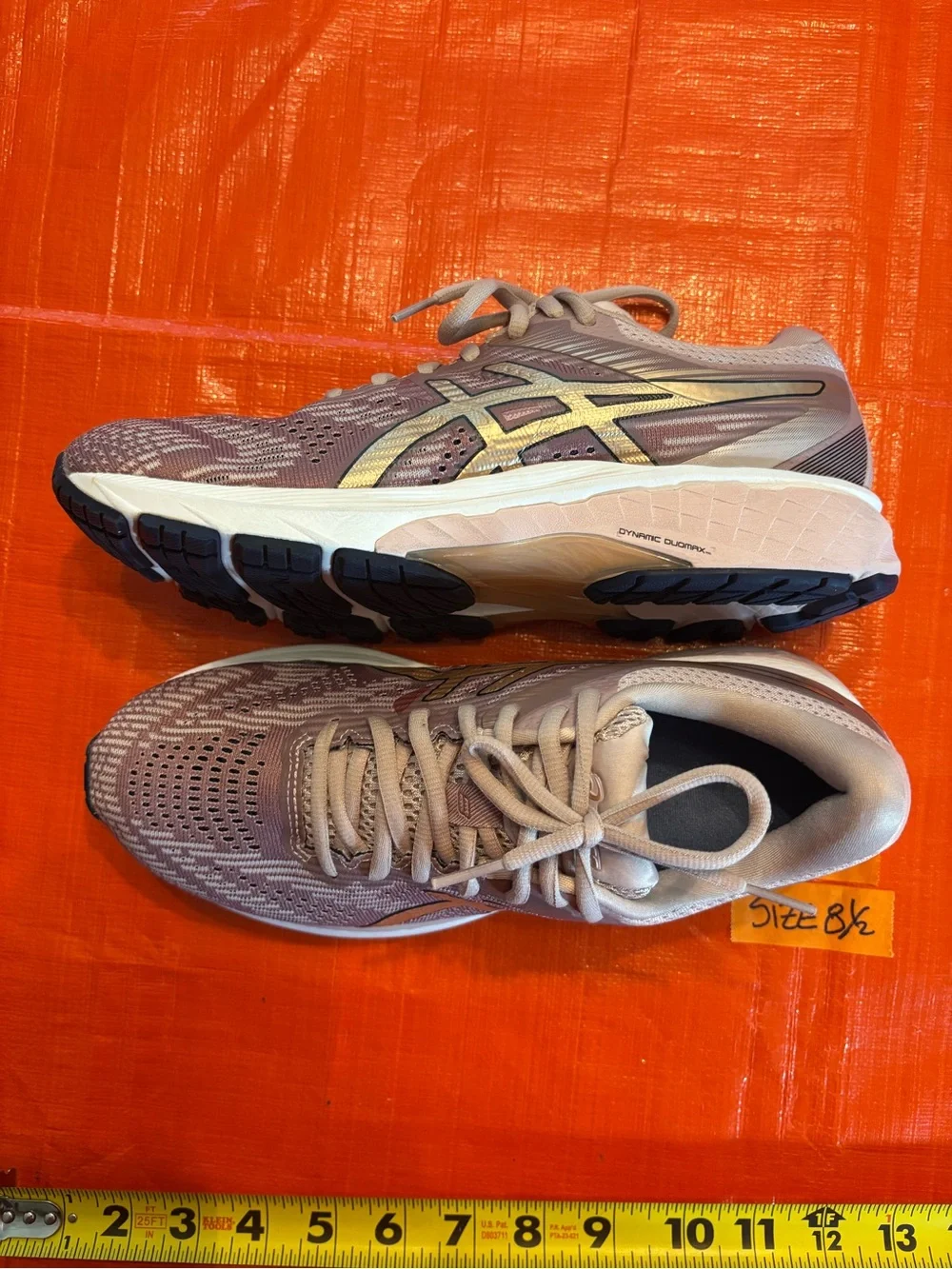 Asics Women's Light Gray and Mauve Knit Lace-Up Sneakers